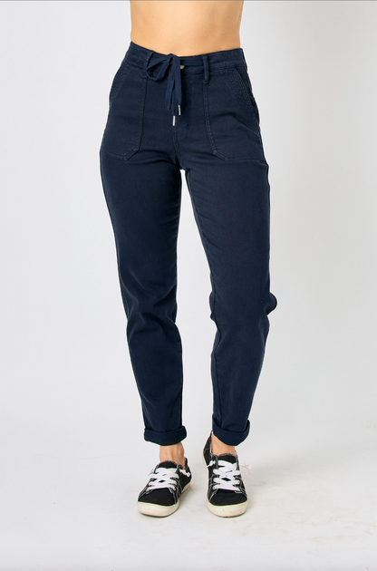 Judy Blue Double Cuff Joggers - Navy