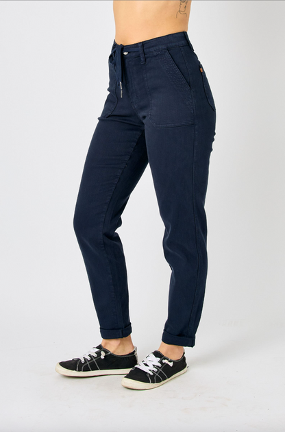 Judy Blue Double Cuff Joggers - Navy