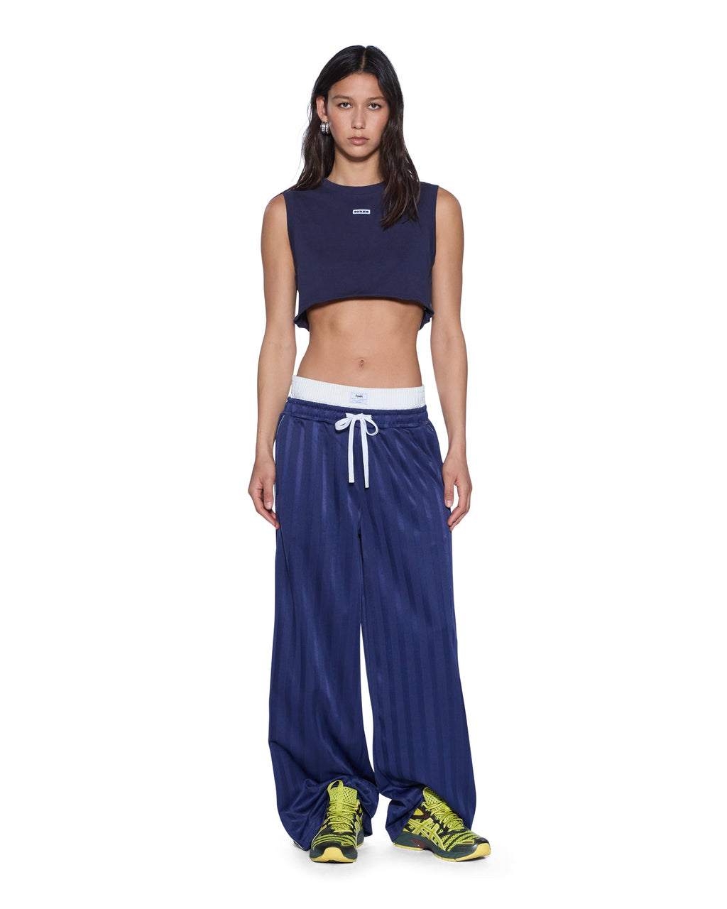 LABELS CROP TANK NAVY