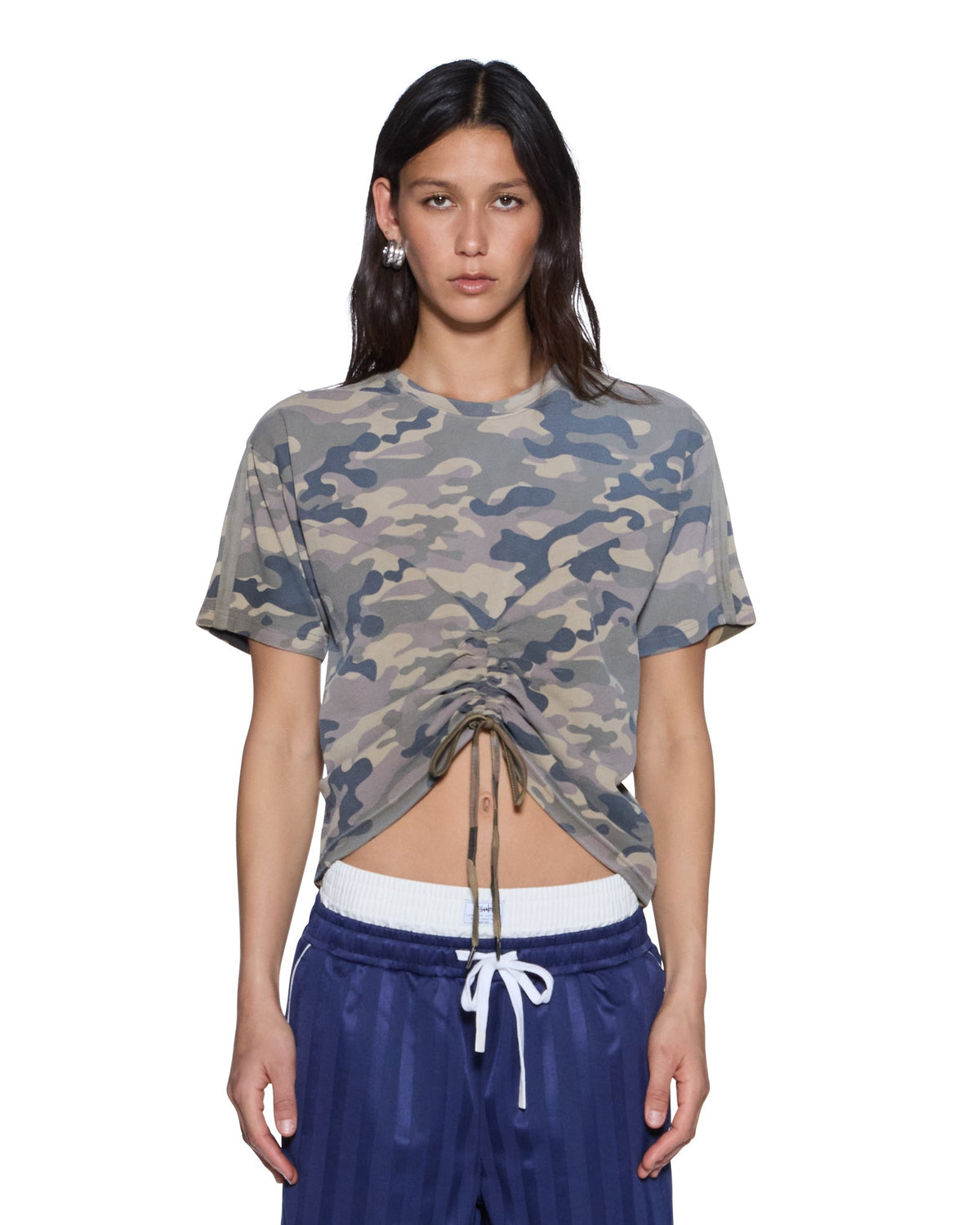 RUCHED EVERYDAY SS TEE CAMO