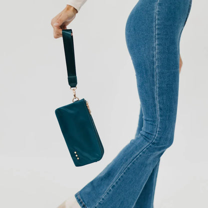 Cove Double Zip Nylon Wristlet Wallet - Teal