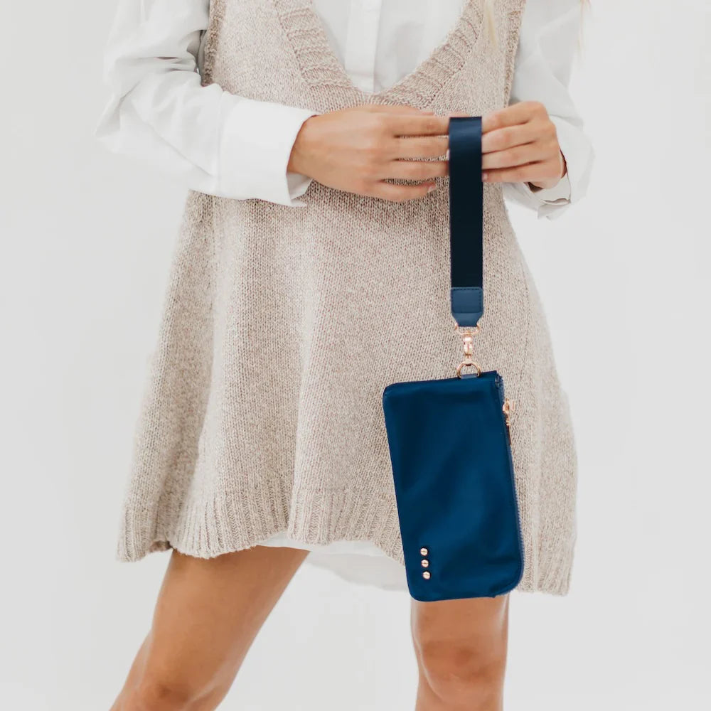 Cove Double Zip Nylon Wristlet Wallet - Navy