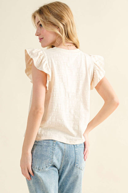 Going Astray Ruffle Sleeve Tee - Ivory