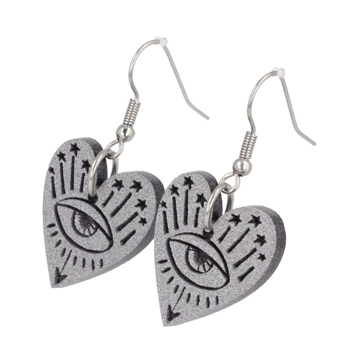 Eye Love You Earrings - Silver