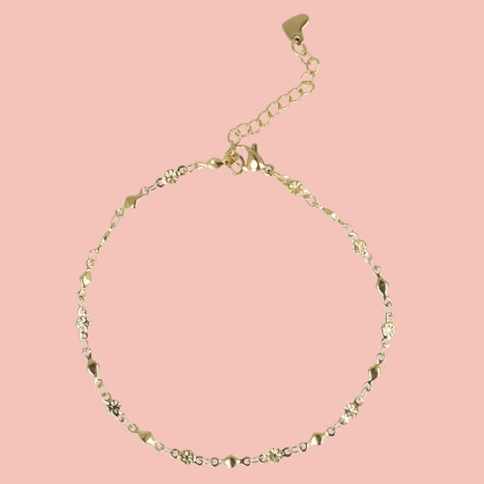 Floral Diamond Anklet (Gold Plated)