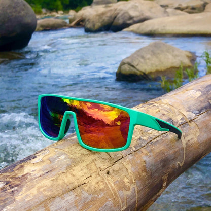 FarOut Sunglasses - Aqua Polarized Retros Pink Lens