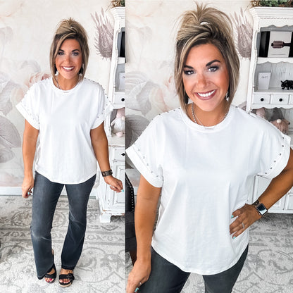 All Dolled Up Studded Tee - White