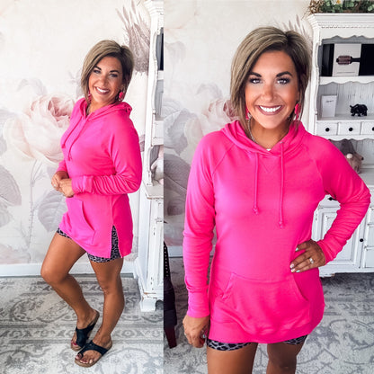 Ampersand Avenue SideSlit Hoodie - Hot Pink
