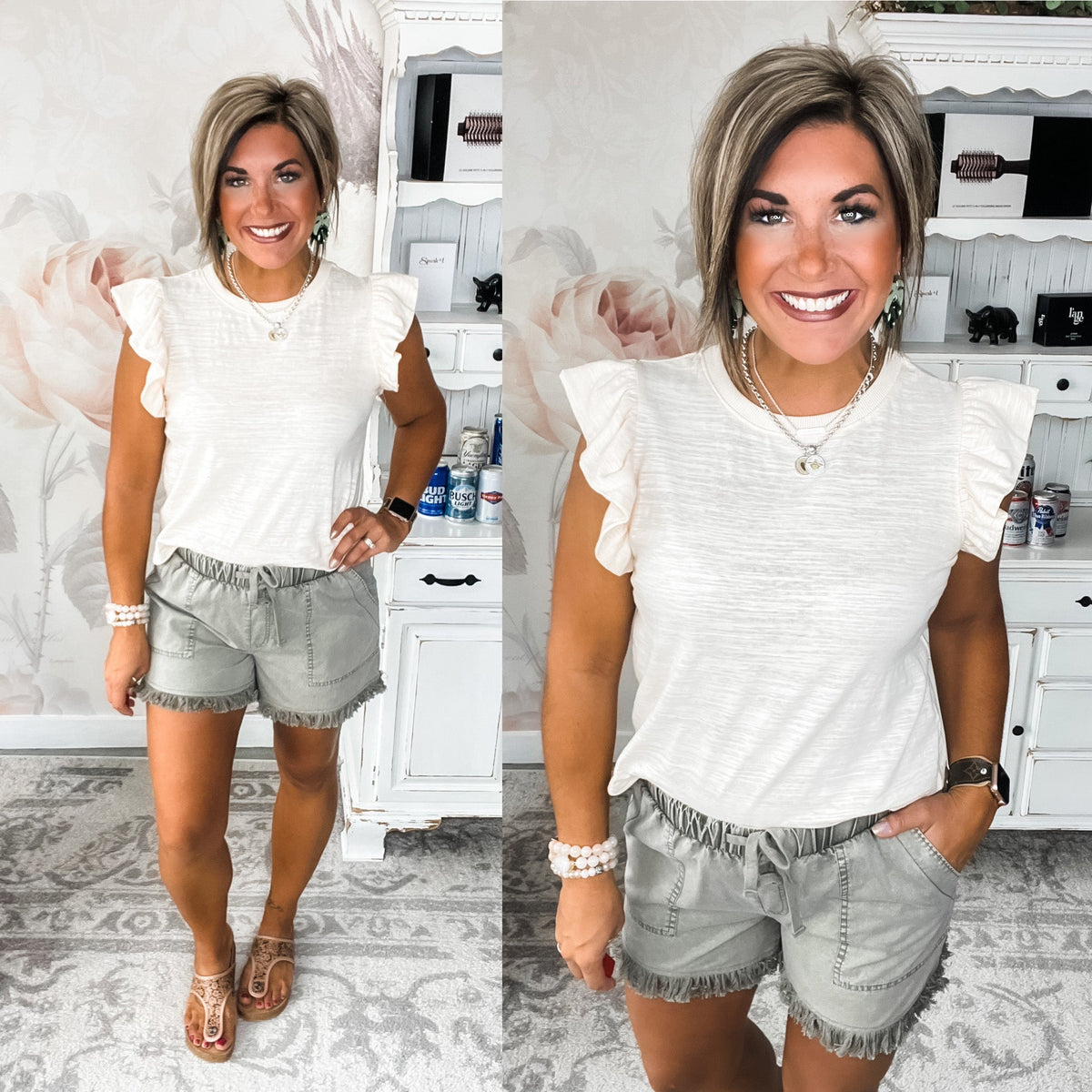 Going Astray Ruffle Sleeve Tee - Ivory