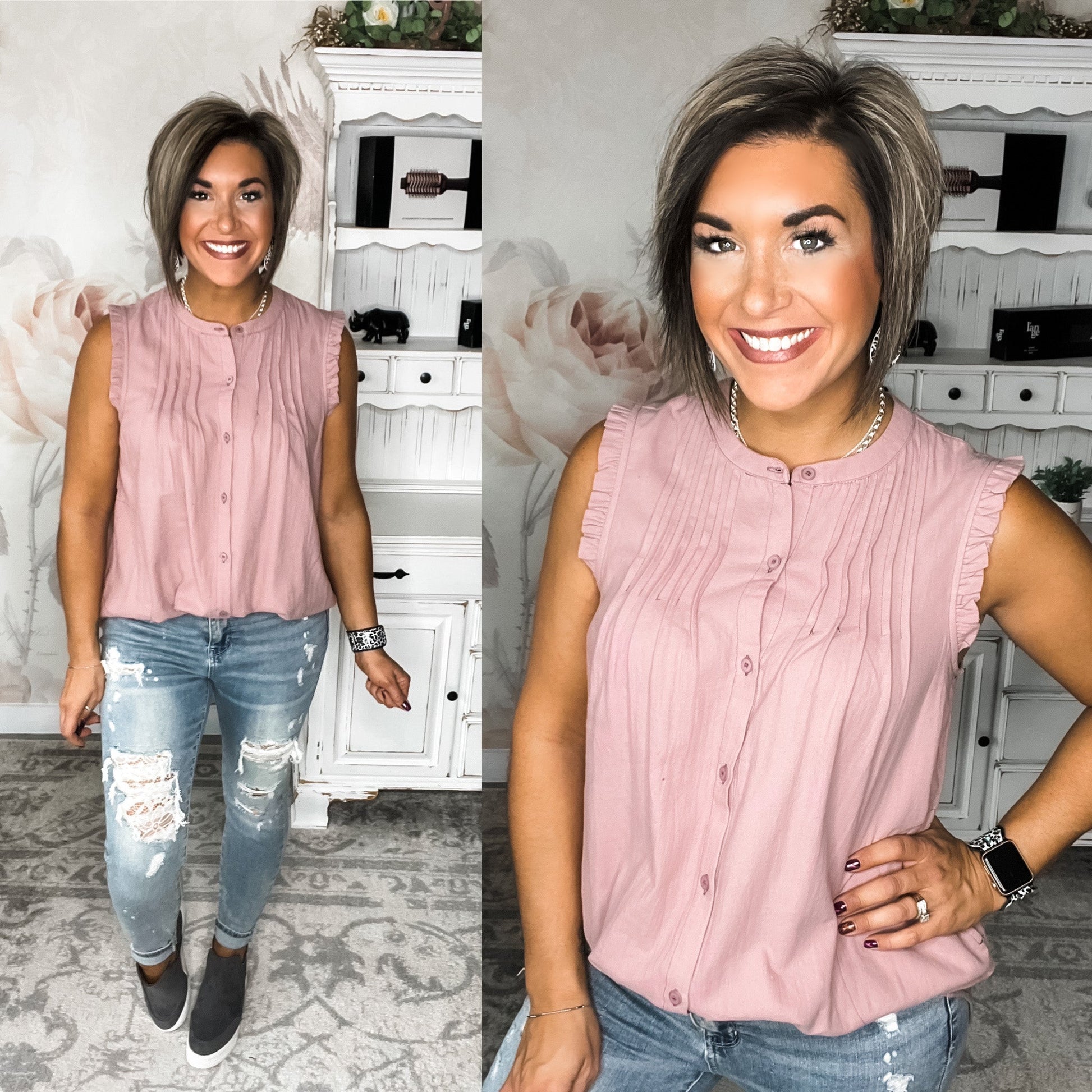 Coming to You Button Down - Mauve
