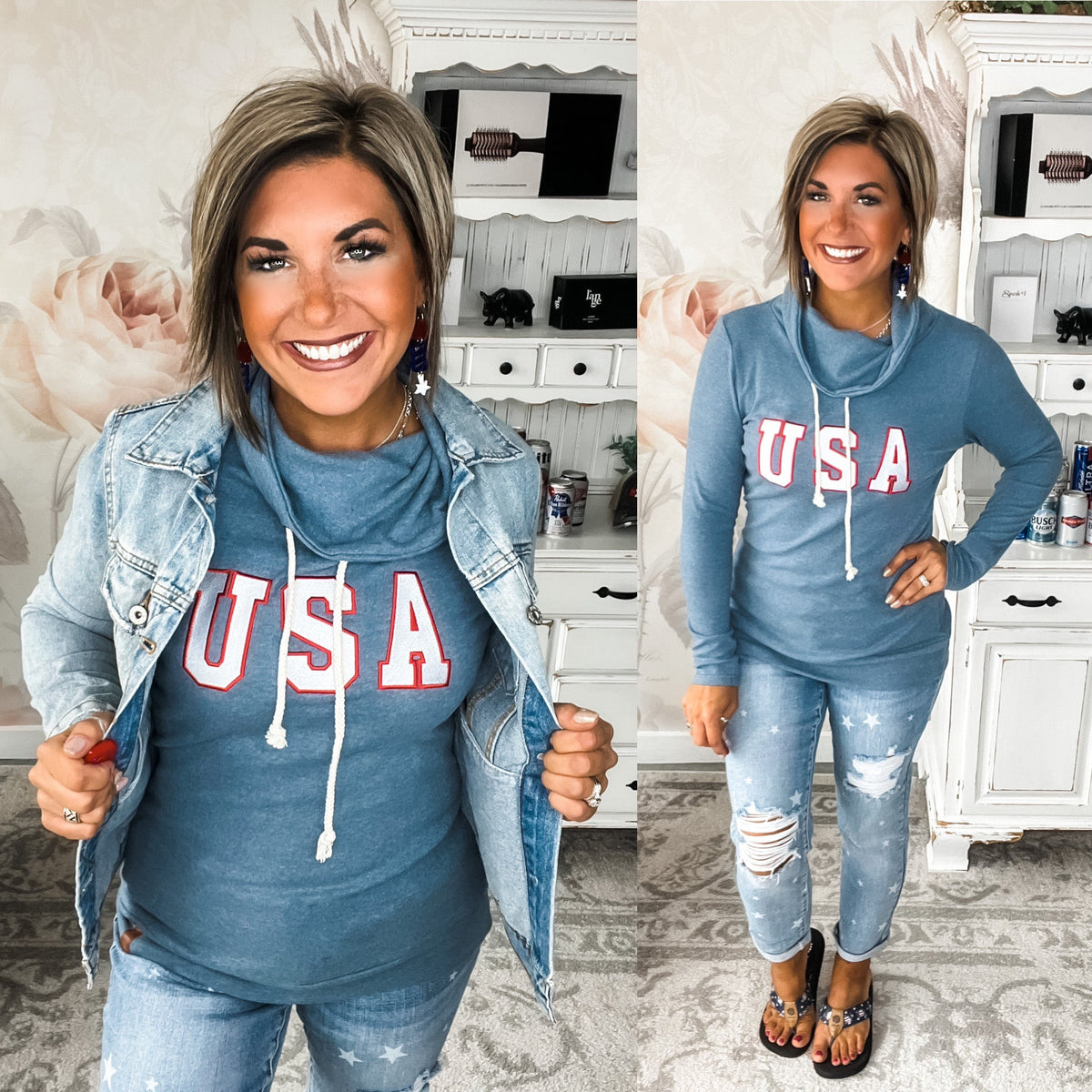 Ampersand Avenue Cowlneck Sweatshirt - Oh Say Can You See