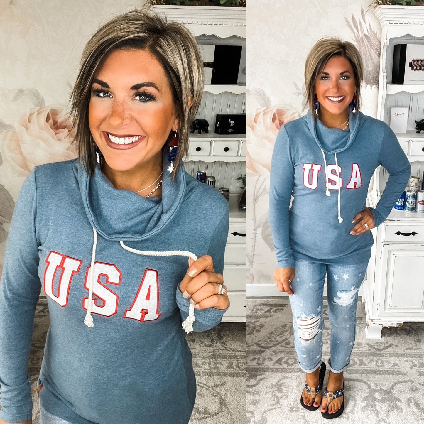 Ampersand Avenue Cowlneck Sweatshirt - Oh Say Can You See