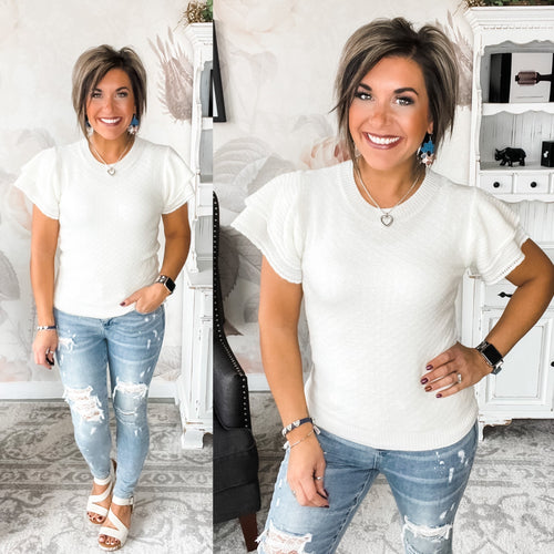 Beautiful Mind Frill Sleeve Sweater - Ivory