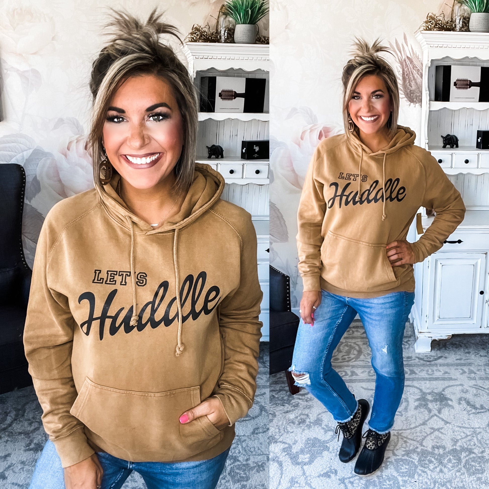 Let's Huddle Vintage Wash Hoodie