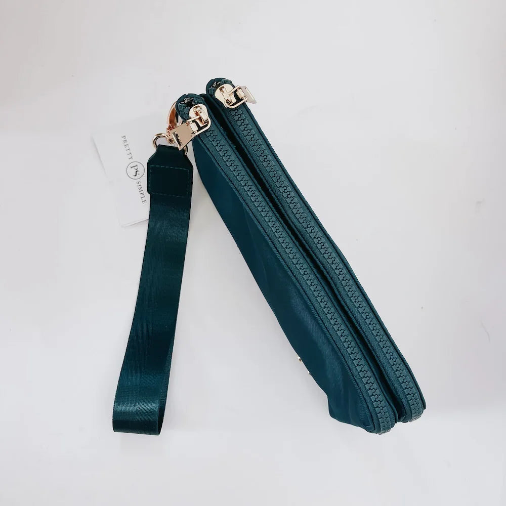 Cove Double Zip Nylon Wristlet Wallet - Navy
