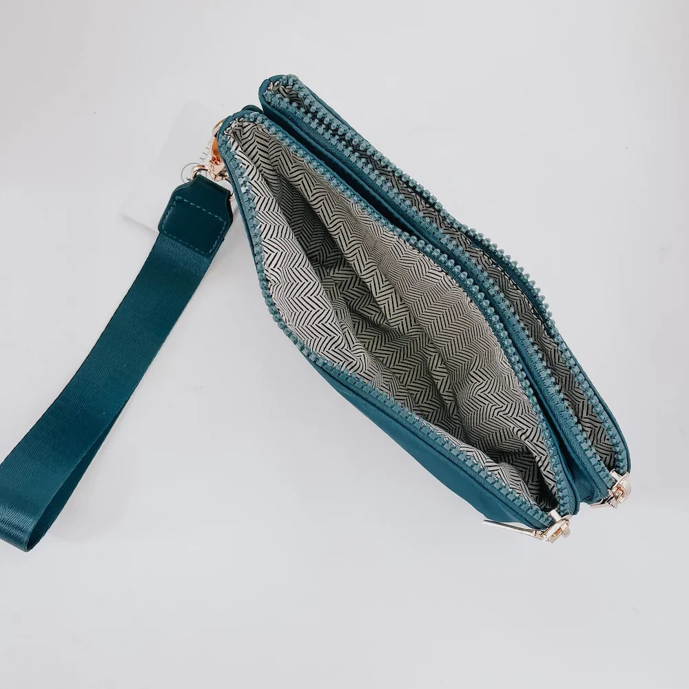 Cove Double Zip Nylon Wristlet Wallet - Navy