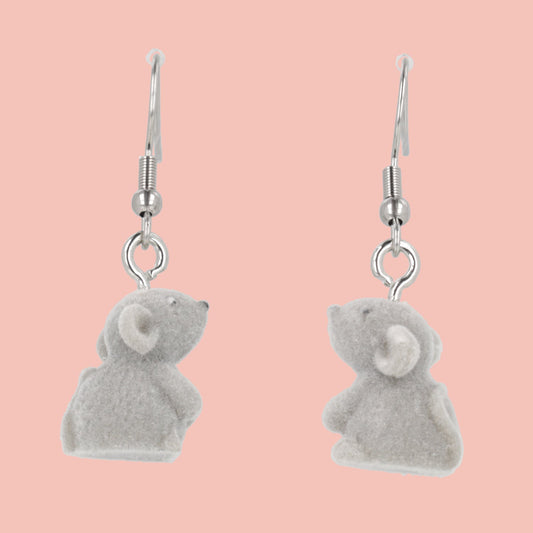 Flocked Mouse Earrings