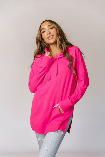 Ampersand Avenue SideSlit Hoodie - Hot Pink