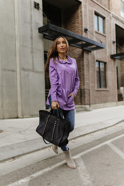 Ampersand Avenue SideSlit Hoodie - Bright Lilac
