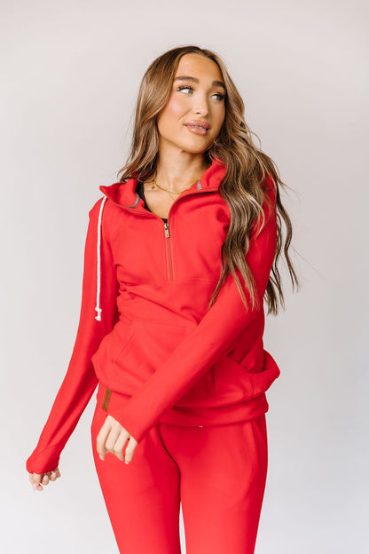 Ampersand Avenue - Halfzip Hoodie Performance Fleece - Candy Apple
