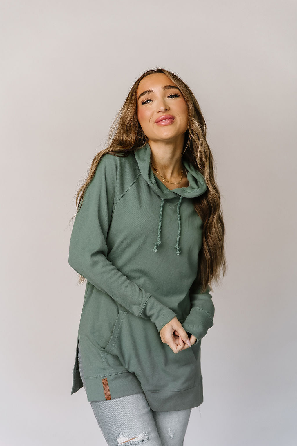 Ampersand Avenue SideSlit Hoodie - Chive