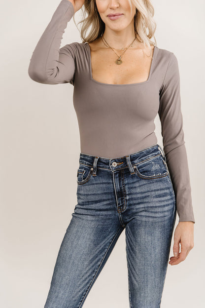 Ampersand Avenue Long Sleeve Bodysuit - Charcoal