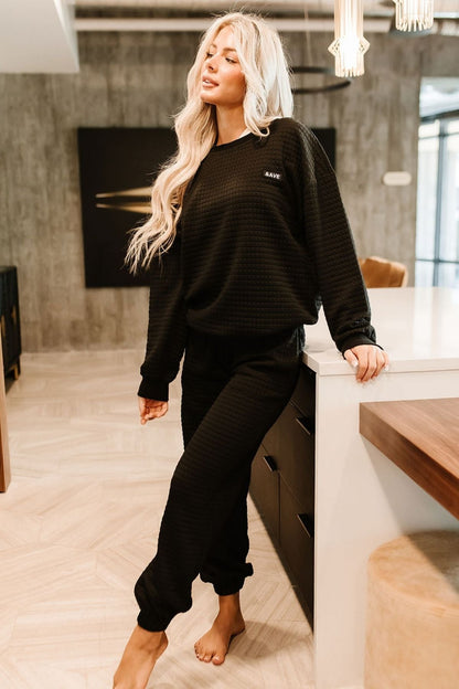 Ampersand Avenue Quilted Pullover - Black &ave